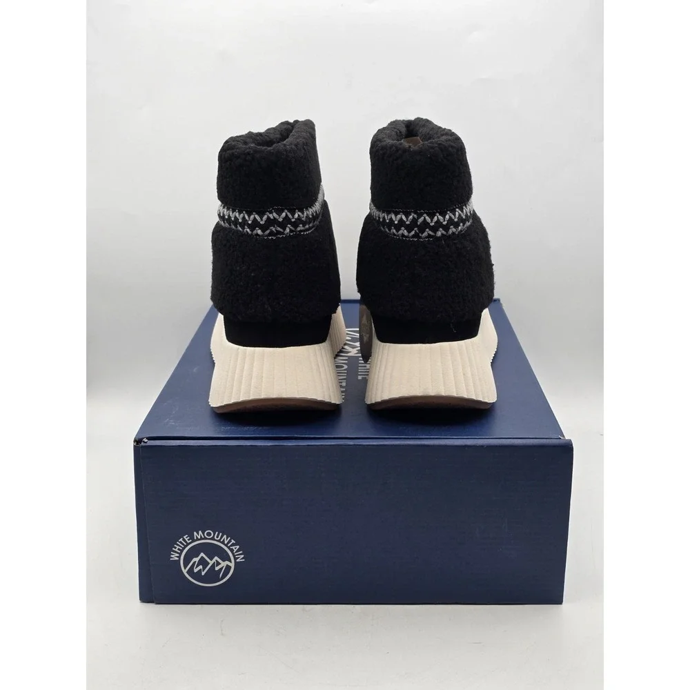 WHITE MOUNTAIN‎ Women's Digital Platform Faux Fur Bootie Sz 9.5 Black Suede